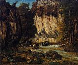 Gustave Courbet Famous Paintings - River and Cliff